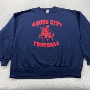 Vintage Jerzees Grove City Football Sweatshirt Navy Blue 3X Made in USA 5901